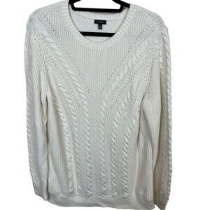 Talbots Chunky Cable Knit sweater ivory XL